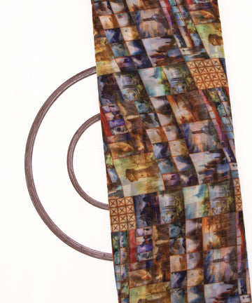 Multi Colour Abstract Print Georgette Fabric